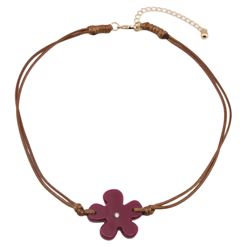 Colorful Acrylic Flower Diamond-Inlaid Necklace for Women - Elegant Clavicle Chain for Beach Vacation Style 2025 Colorful Acrylic Flower Diamond-Inlaid Necklace for Women - Elegant Clavicle Chain for Beach Vacation Style 2025