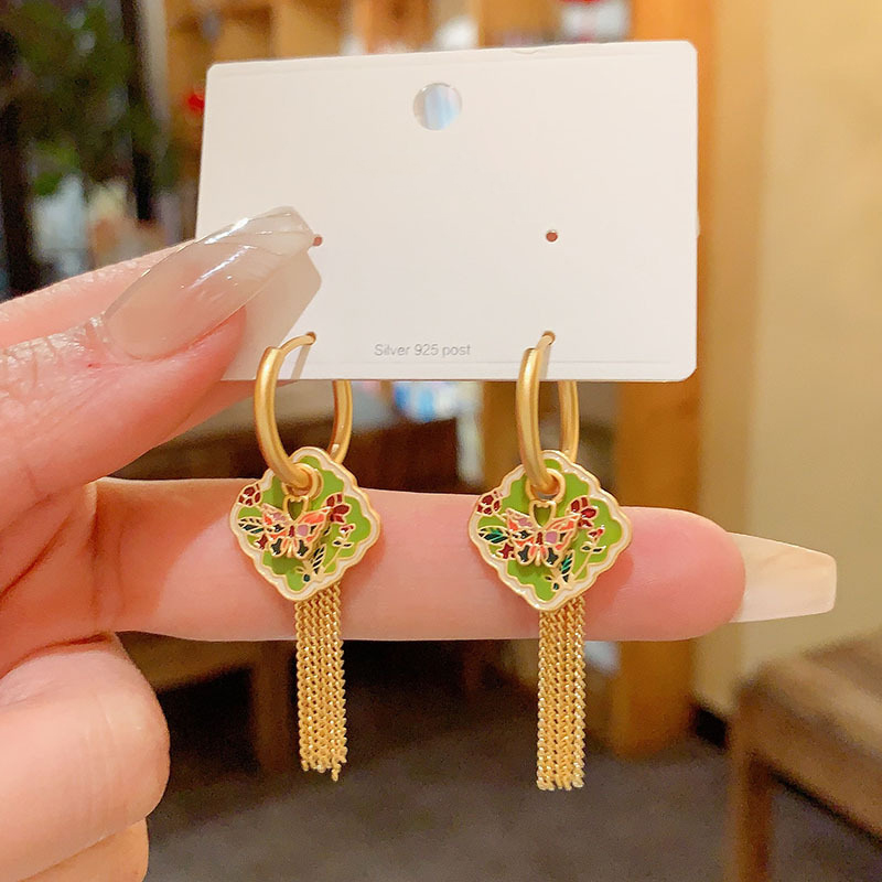 Colorful Butterfly Tassel Earrings for Women, Long Oil Drop Design, Chinese Style, High-End Temperament, Trendy National Fashion Colorful Butterfly Tassel Earrings for Women, Long Oil Drop Design, Chinese Style, High-End Temperament, Trendy National Fashion