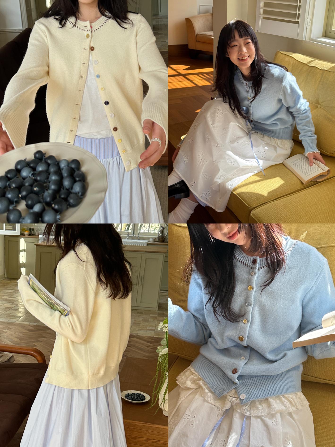 Colorful Button Round Neck Sweater Cardigan Coat - Soft Versatile Knit for Y2K Style and Casual Fashion