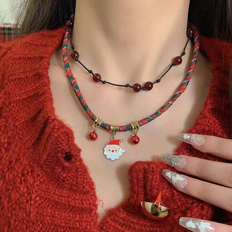 Colorful Christmas Snowflake Plush Necklace | Pearl Choker Heart Pendant Collarbone Chain for Festive New Year Accessories Colorful Christmas Snowflake Plush Necklace | Pearl Choker Heart Pendant Collarbone Chain for Festive New Year Accessories
