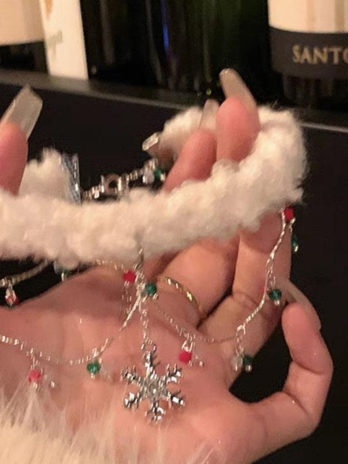 Colorful Christmas Snowflake Plush Necklace | Pearl Choker Heart Pendant Collarbone Chain for Festive New Year Accessories Colorful Christmas Snowflake Plush Necklace | Pearl Choker Heart Pendant Collarbone Chain for Festive New Year Accessories