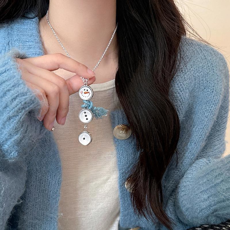 Colorful Christmas Snowflake Plush Necklace | Pearl Choker Heart Pendant Collarbone Chain for Festive New Year Accessories Colorful Christmas Snowflake Plush Necklace | Pearl Choker Heart Pendant Collarbone Chain for Festive New Year Accessories