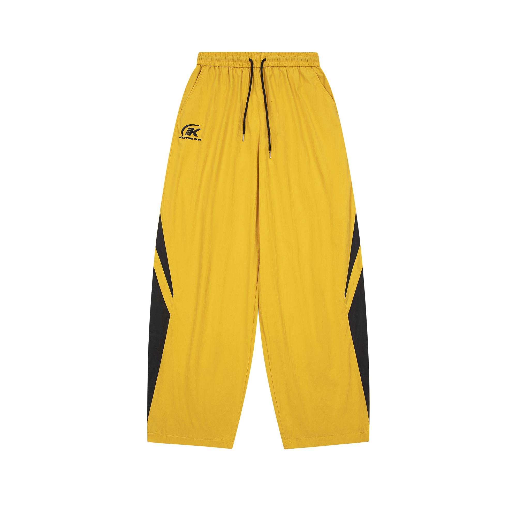 Colorful Color-Blocking Wide-Leg Loose Long Pants for Women - Retro American Summer Nylon Sports Casual Style