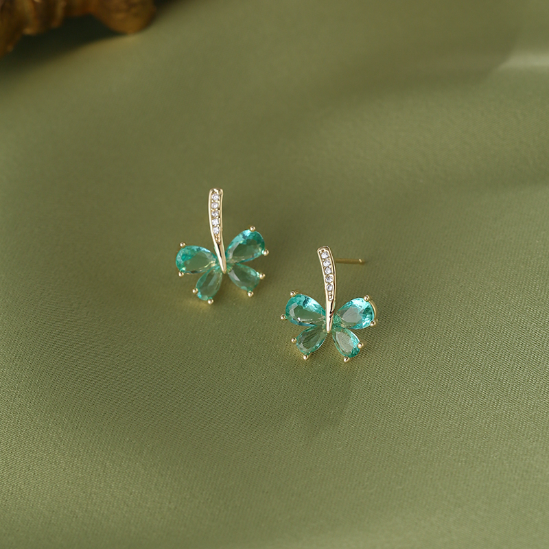 Colorful Crystal Zircon Butterfly Earrings for Women - Exquisite Small Sweet Ear Studs, Niche Design, Trendy Fashion Jewelry