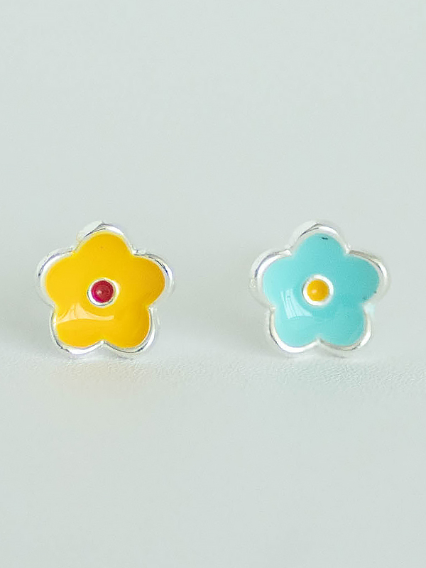 Colorful Enamel Drop Earrings for Women - Delicate 925 Silver Floral Design, Cute Ear Accessories Gift Colorful Enamel Drop Earrings for Women - Delicate 925 Silver Floral Design, Cute Ear Accessories Gift