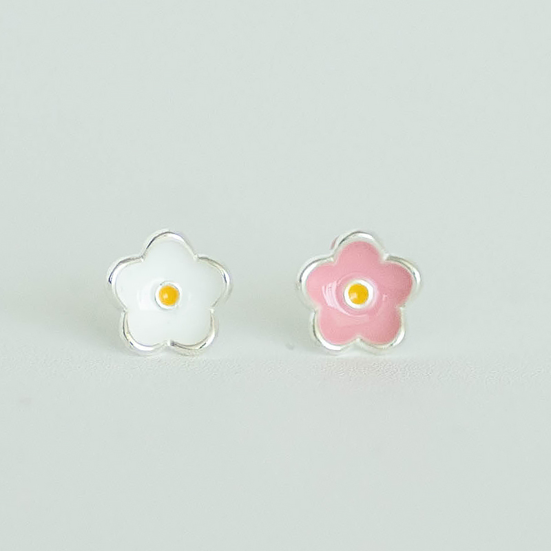 Colorful Enamel Drop Earrings for Women - Delicate 925 Silver Floral Design, Cute Ear Accessories Gift