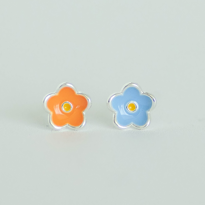 Colorful Enamel Drop Earrings for Women - Delicate 925 Silver Floral Design, Cute Ear Accessories Gift Colorful Enamel Drop Earrings for Women - Delicate 925 Silver Floral Design, Cute Ear Accessories Gift