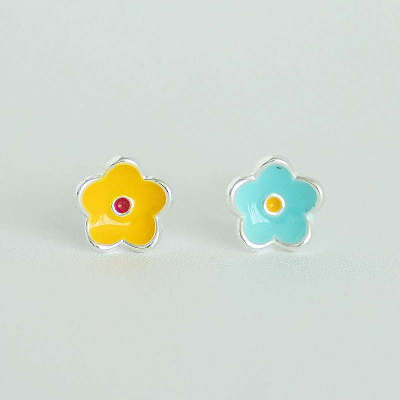 Colorful Enamel Drop Earrings for Women - Delicate 925 Silver Floral Design, Cute Ear Accessories Gift Colorful Enamel Drop Earrings for Women - Delicate 925 Silver Floral Design, Cute Ear Accessories Gift