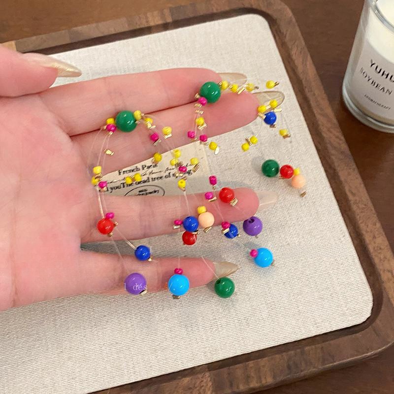 Colorful Fireworks Beaded Earrings - 2025 New Dopamine Contrast Color Long Earrings for Personality and Fun Colorful Fireworks Beaded Earrings - 2025 New Dopamine Contrast Color Long Earrings for Personality and Fun