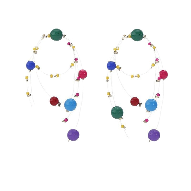 Colorful Fireworks Beaded Earrings - 2025 New Dopamine Contrast Color Long Earrings for Personality and Fun