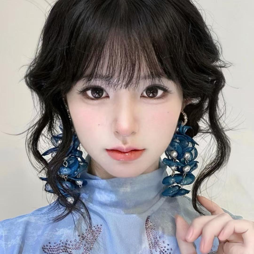 Colorful Floral Tassel Cluster Earrings for Girls - Long Romantic Crystal Ear Clips in Pastoral Forest Style for Vacation Wear Colorful Floral Tassel Cluster Earrings for Girls - Long Romantic Crystal Ear Clips in Pastoral Forest Style for Vacation Wear