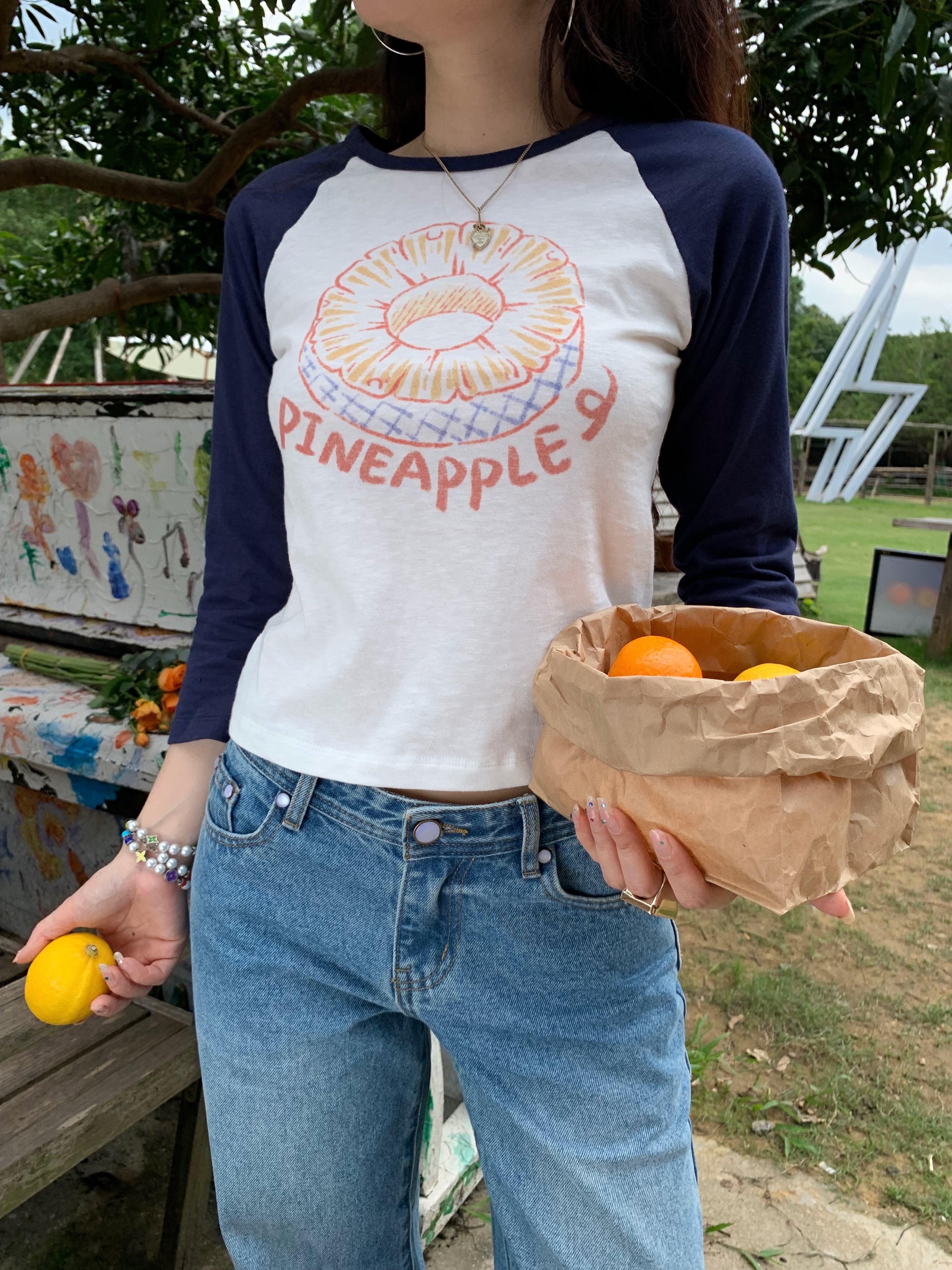 Colorful Fruit Print T-Shirt - Comfortable Snowflake Cotton, Three-Color Design, Fun Summer Style, Y2K Inspired Fashion