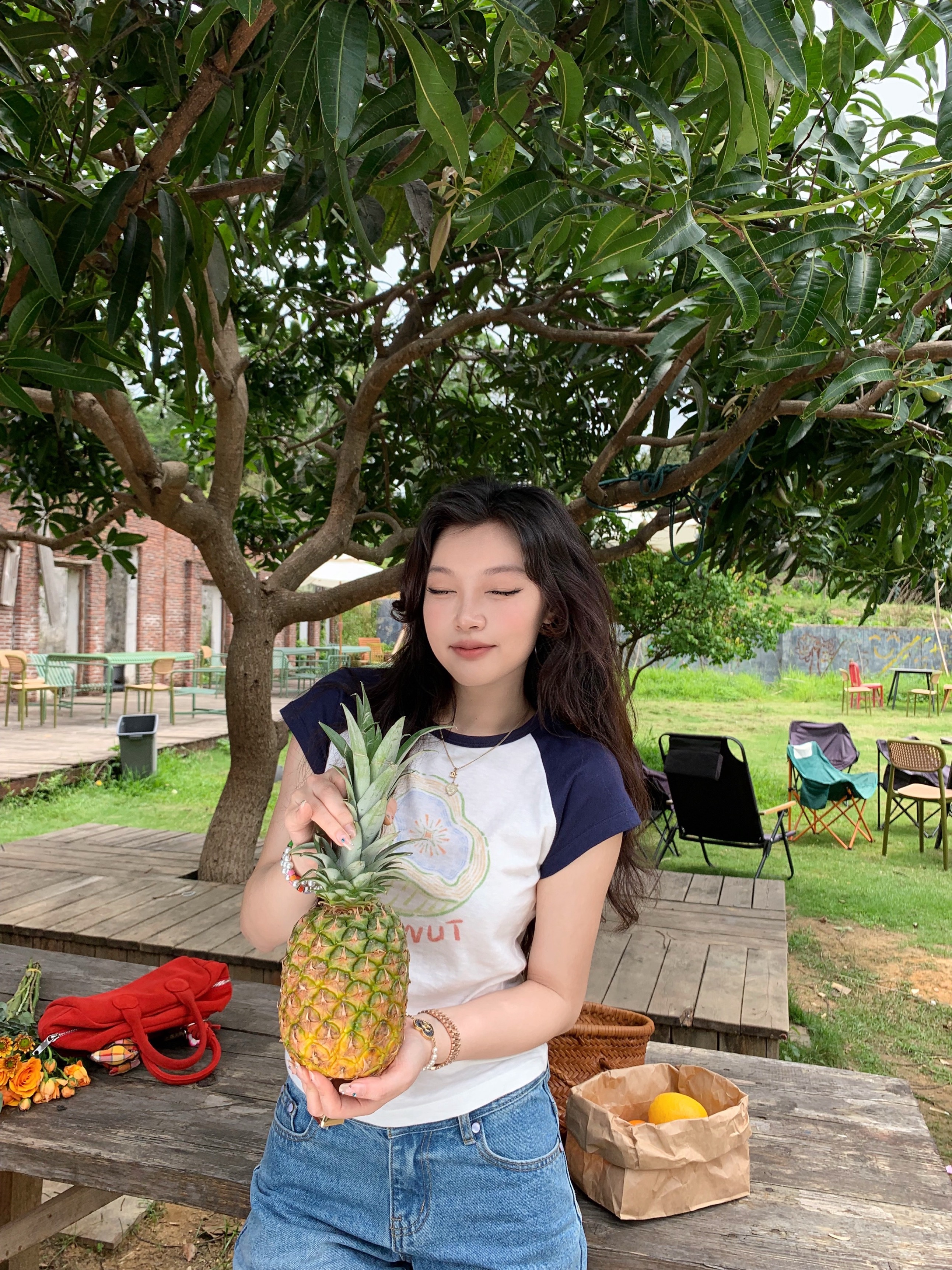 Colorful Fruit Print T-Shirt - Comfortable Snowflake Cotton, Three-Color Design, Fun Summer Style, Y2K Inspired Fashion Colorful Fruit Print T-Shirt - Comfortable Snowflake Cotton, Three-Color Design, Fun Summer Style, Y2K Inspired Fashion