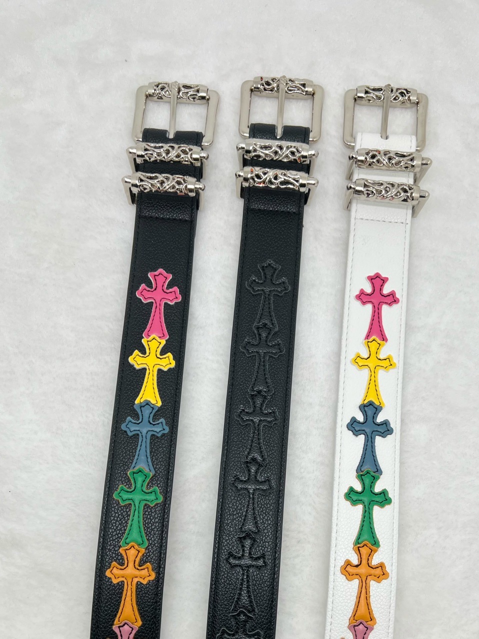 Colorful Lychee Pattern Unisex Belt - Retro Artistic Cro Leather Design for Youth, Vintage 90s Fashion Accessory