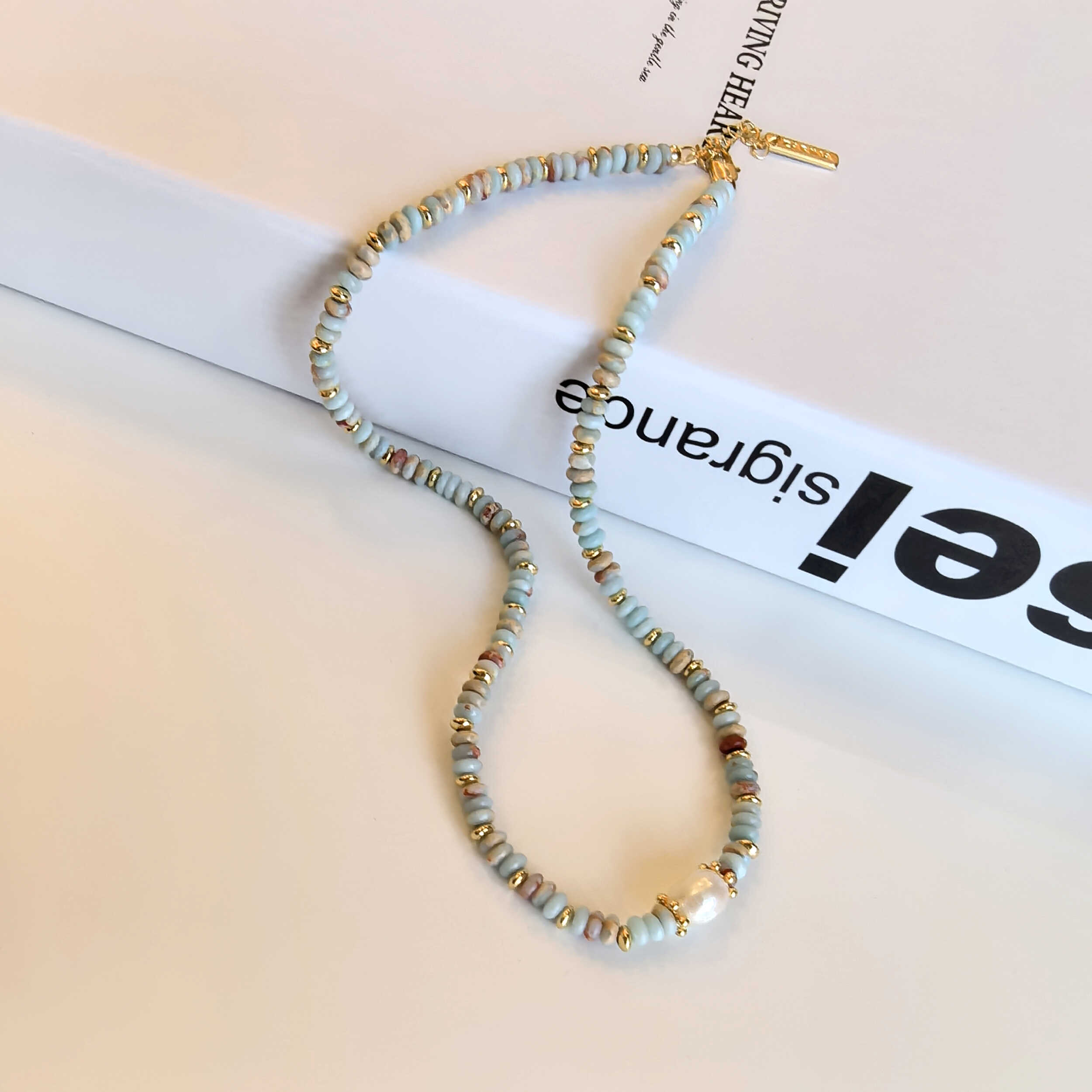 Colorful Natural Jade Bead Necklace for Women - Light Luxury High-End Pearl Collarbone Chain, Trendy Accessory for Modern Style Colorful Natural Jade Bead Necklace for Women - Light Luxury High-End Pearl Collarbone Chain, Trendy Accessory for Modern Style