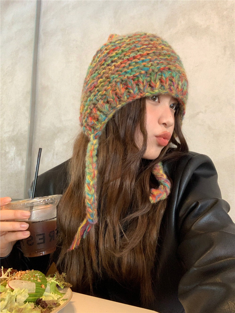 Colorful Oversized Knitted Beanie Hat for Women - Cute Braided Yarn Design with Ear Protection for Autumn and Winter Cold Weather Colorful Oversized Knitted Beanie Hat for Women - Cute Braided Yarn Design with Ear Protection for Autumn and Winter Cold Weather