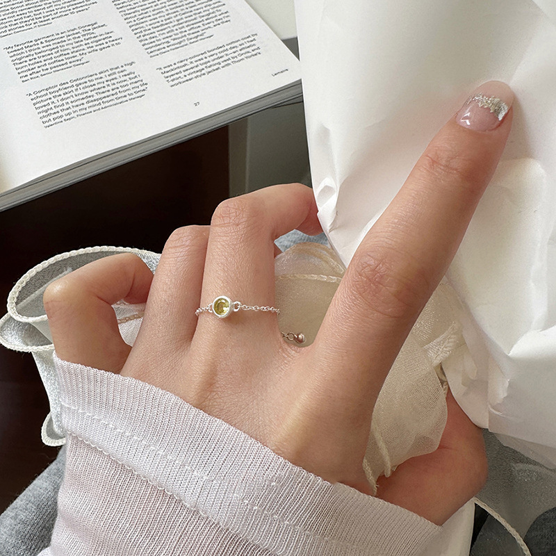 Colorful Zirconia Pull Ring for Women, Adjustable Stacking Design, Minimalist Style, Trendy Niche Fashion Accessory Colorful Zirconia Pull Ring for Women, Adjustable Stacking Design, Minimalist Style, Trendy Niche Fashion Accessory