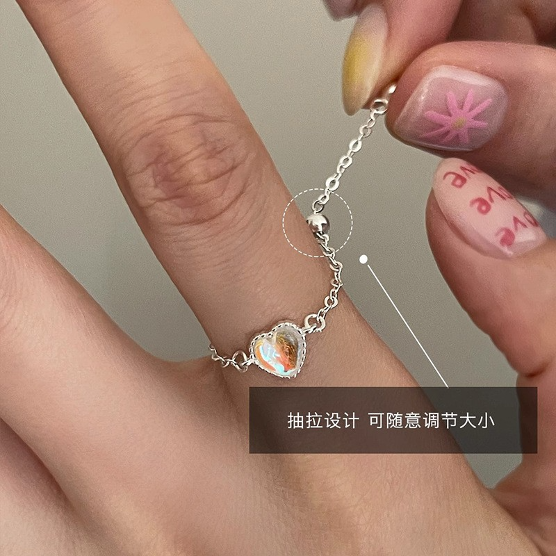 Colorful Zirconia Pull Ring for Women, Adjustable Stacking Design, Minimalist Style, Trendy Niche Fashion Accessory Colorful Zirconia Pull Ring for Women, Adjustable Stacking Design, Minimalist Style, Trendy Niche Fashion Accessory