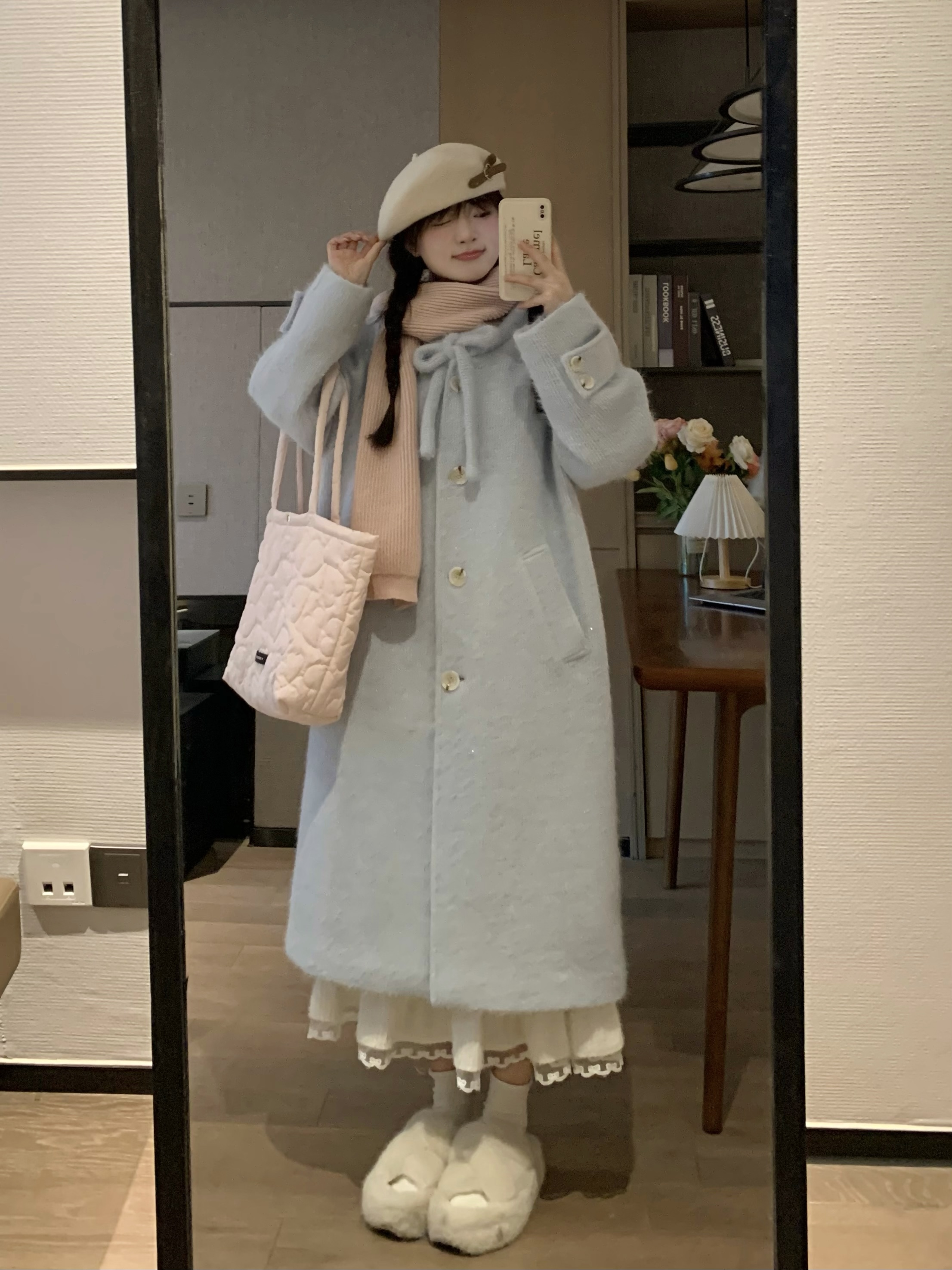 Cozy Long Woolen Coat for Women in Goose Yellow - Plush Thick Circle Design for Autumn and Winter Style Cozy Long Woolen Coat for Women in Goose Yellow - Plush Thick Circle Design for Autumn and Winter Style