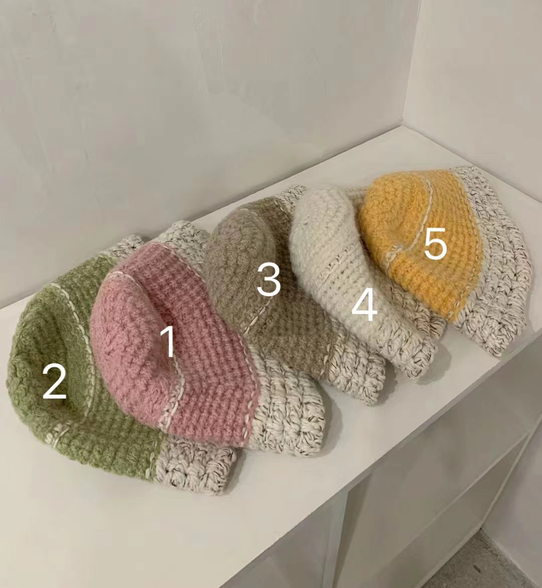 Cream Alpaca Wool Knitted Fisherman Hat - Handmade Winter Warm Korean Style Beanie Cream Alpaca Wool Knitted Fisherman Hat - Handmade Winter Warm Korean Style Beanie