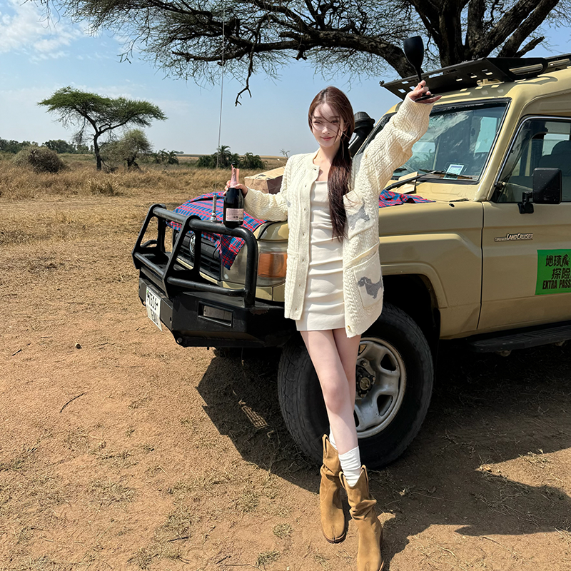 Cream Knitted Jacket for Women - Loose Casual Literary Style for Spring & Summer - Lightweight Layering Top