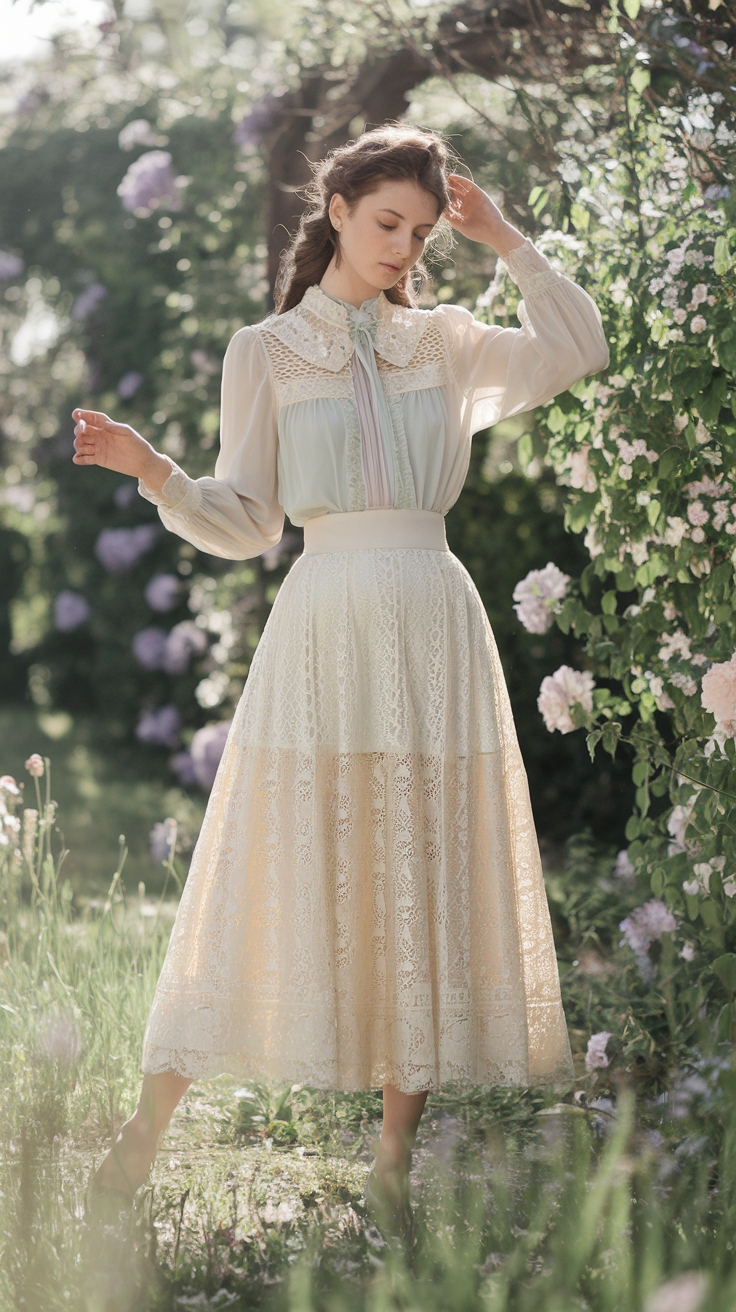 Creating a Dreamy Cream Lace Skirt Outfit for Any Event outfit idea