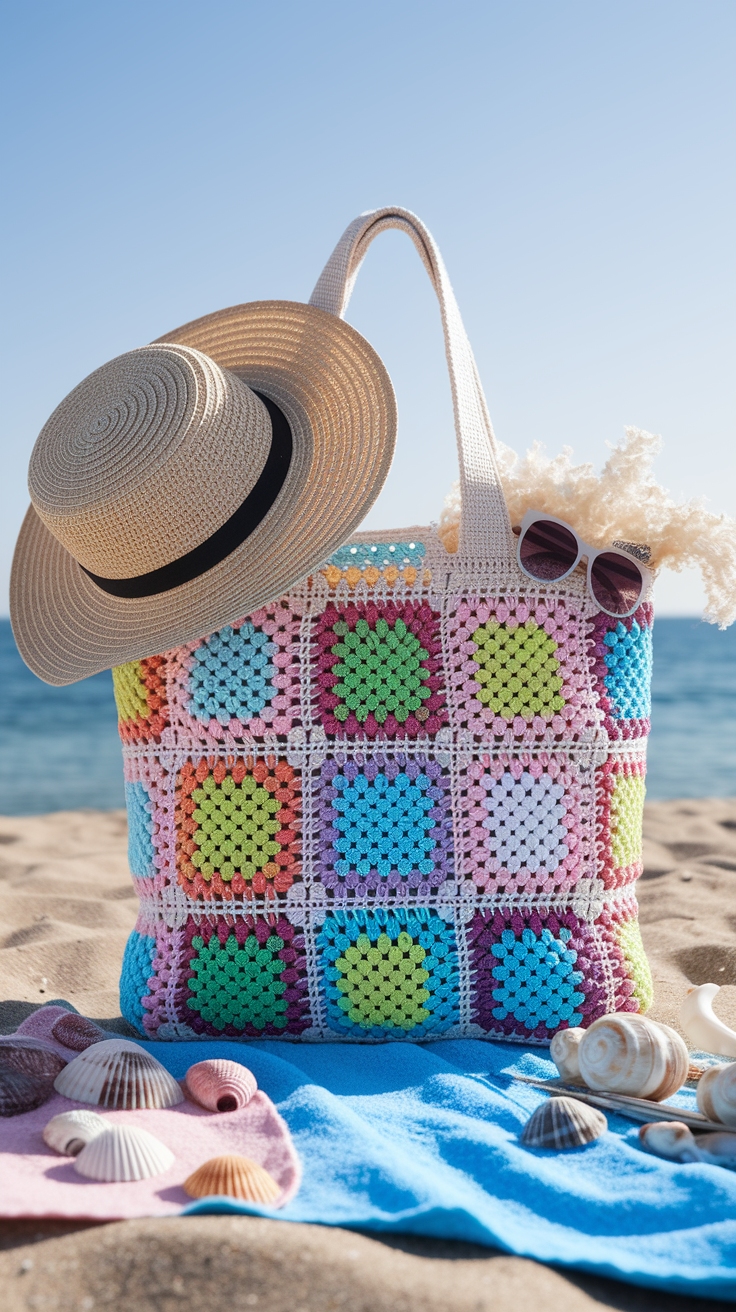 Crochet Granny Square Tote Bag: Timeless Charm and Style outfit idea