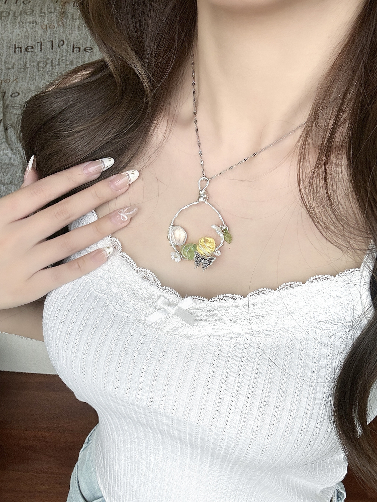 Crystal Raw Stone Macrame Necklace - Versatile Boho Jewelry for Soulful Style, Perfect for 90s and Y2K Fashion Lovers Crystal Raw Stone Macrame Necklace - Versatile Boho Jewelry for Soulful Style, Perfect for 90s and Y2K Fashion Lovers