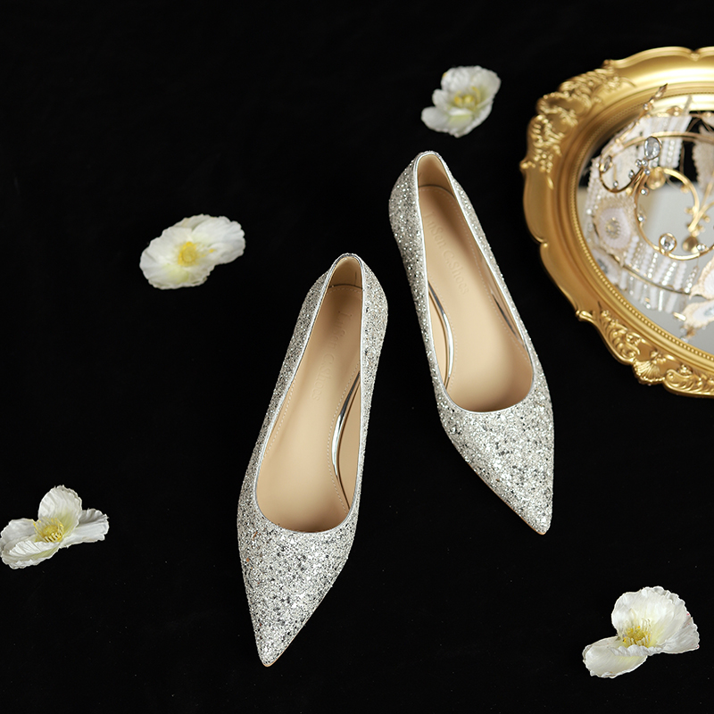 Crystal Sequined High Heels Wedding Shoes for Bride - Dual-Use Comfortable Design for High-End Daily Wear Crystal Sequined High Heels Wedding Shoes for Bride - Dual-Use Comfortable Design for High-End Daily Wear