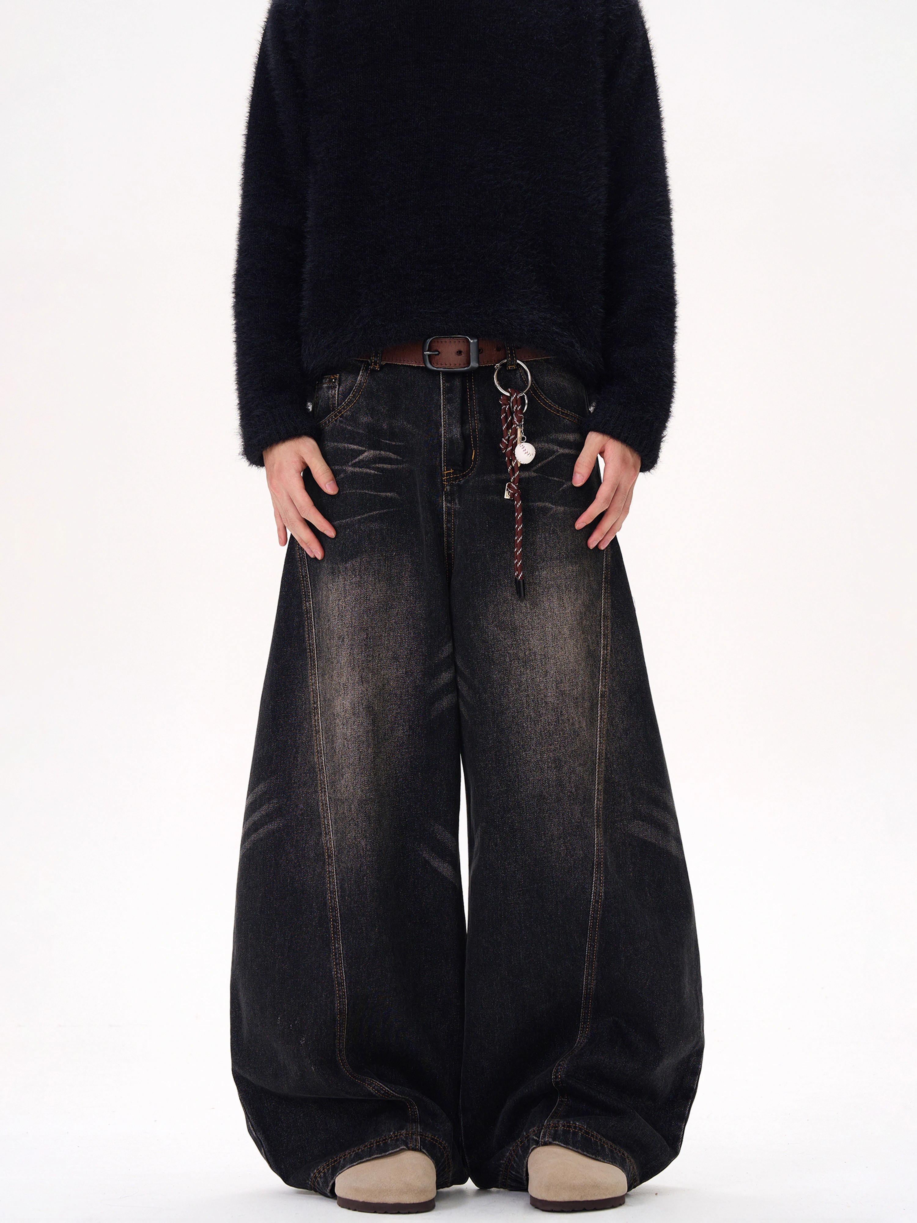 Curved Blade Silhouette Water Wave Pattern Jeans for Men, Spring/Summer 2025, Loose Straight Wide-Leg Casual Pants Curved Blade Silhouette Water Wave Pattern Jeans for Men, Spring/Summer 2025, Loose Straight Wide-Leg Casual Pants