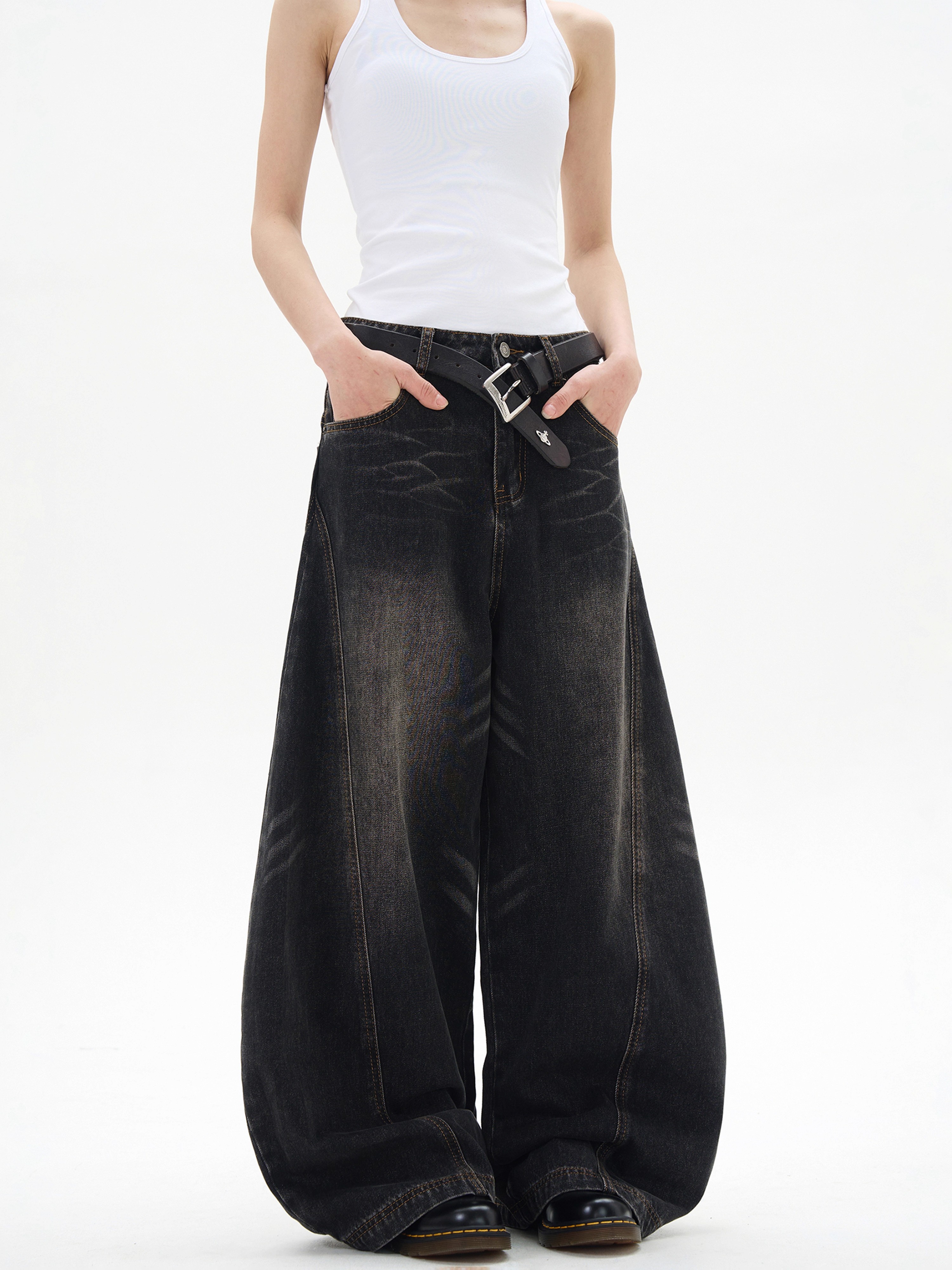 Curved Blade Silhouette Water Wave Pattern Jeans for Men, Spring/Summer 2025, Loose Straight Wide-Leg Casual Pants Curved Blade Silhouette Water Wave Pattern Jeans for Men, Spring/Summer 2025, Loose Straight Wide-Leg Casual Pants