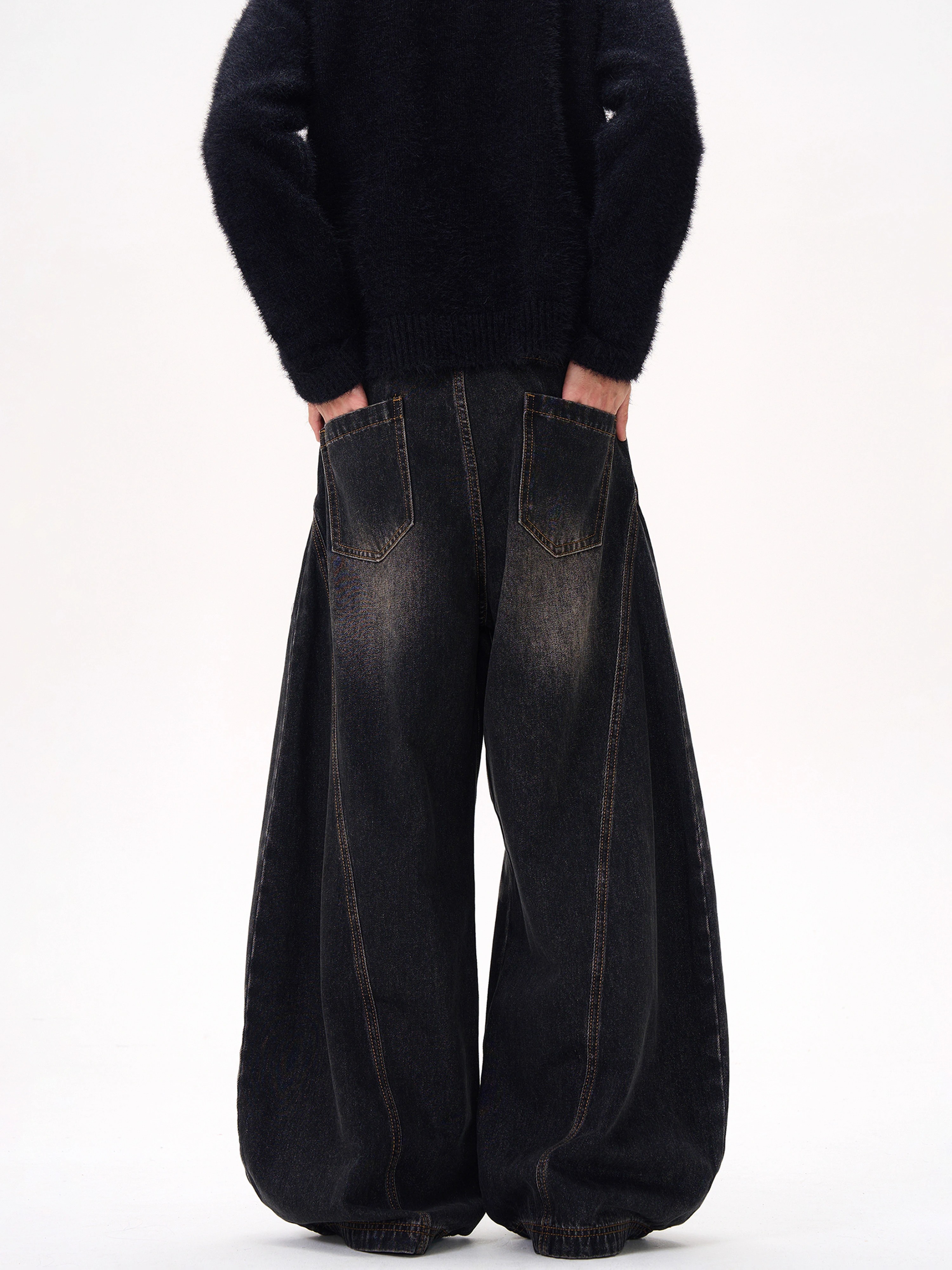 Curved Blade Silhouette Water Wave Pattern Jeans for Men, Spring/Summer 2025, Loose Straight Wide-Leg Casual Pants Curved Blade Silhouette Water Wave Pattern Jeans for Men, Spring/Summer 2025, Loose Straight Wide-Leg Casual Pants