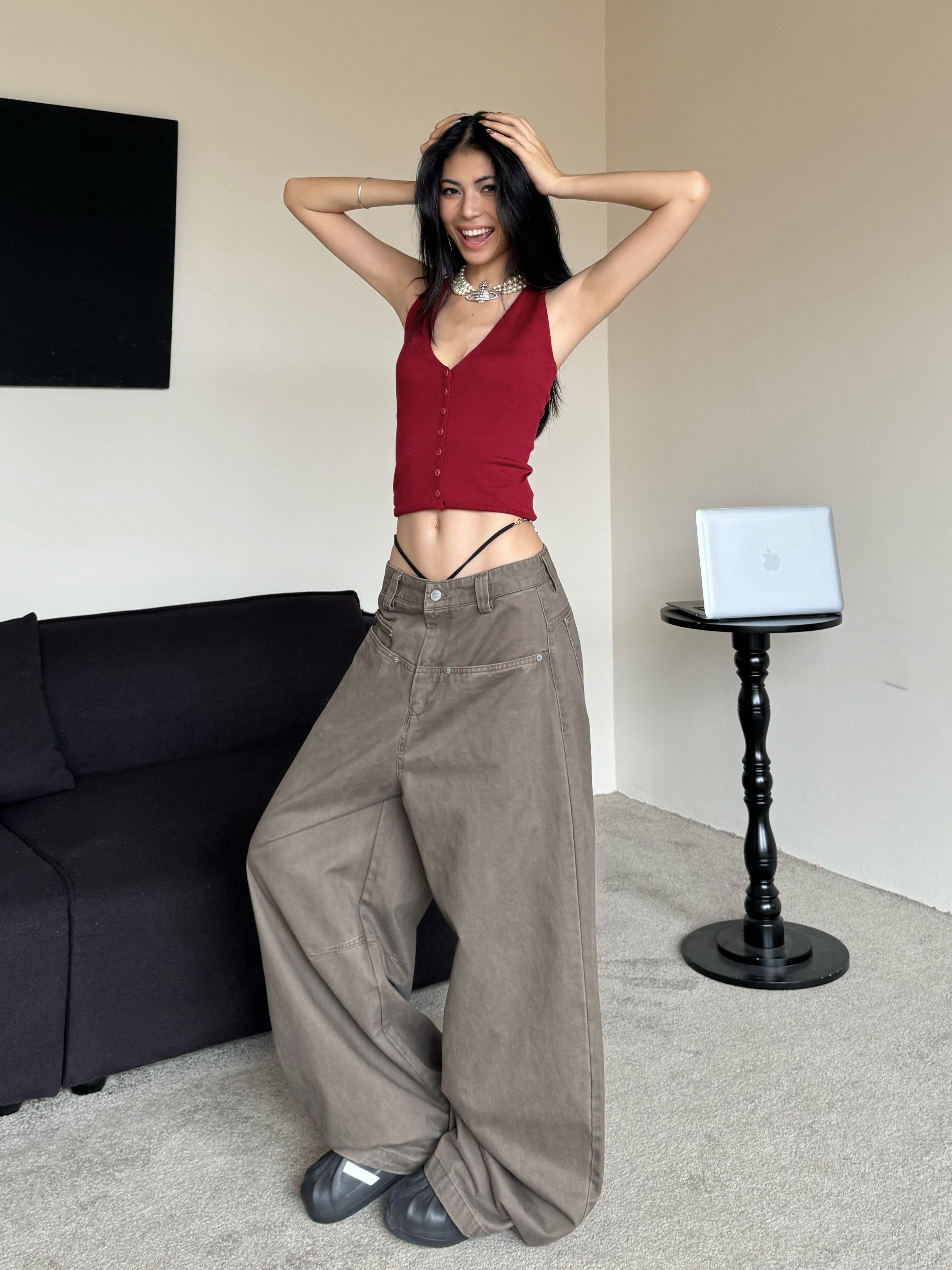 Curved Blade Work Pants for Men - American Retro Hip-Hop Style Loose Wide-Leg Casual Pants Curved Blade Work Pants for Men - American Retro Hip-Hop Style Loose Wide-Leg Casual Pants