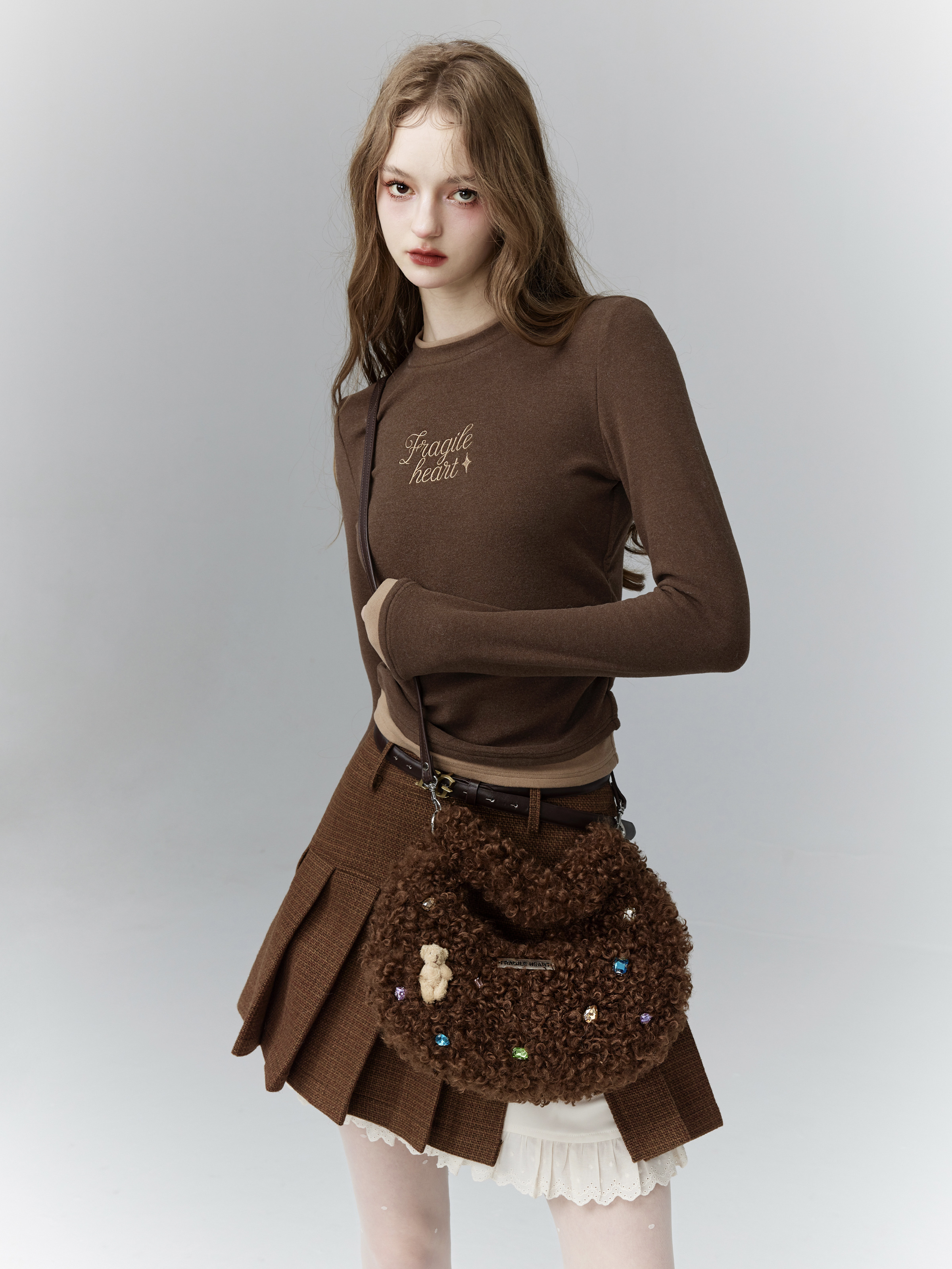 Cute Bear Plush Crossbody Bag - Diamond Bear Dumpling Bag - Adorable Soft Plush Purse - Trendy Y2K Style