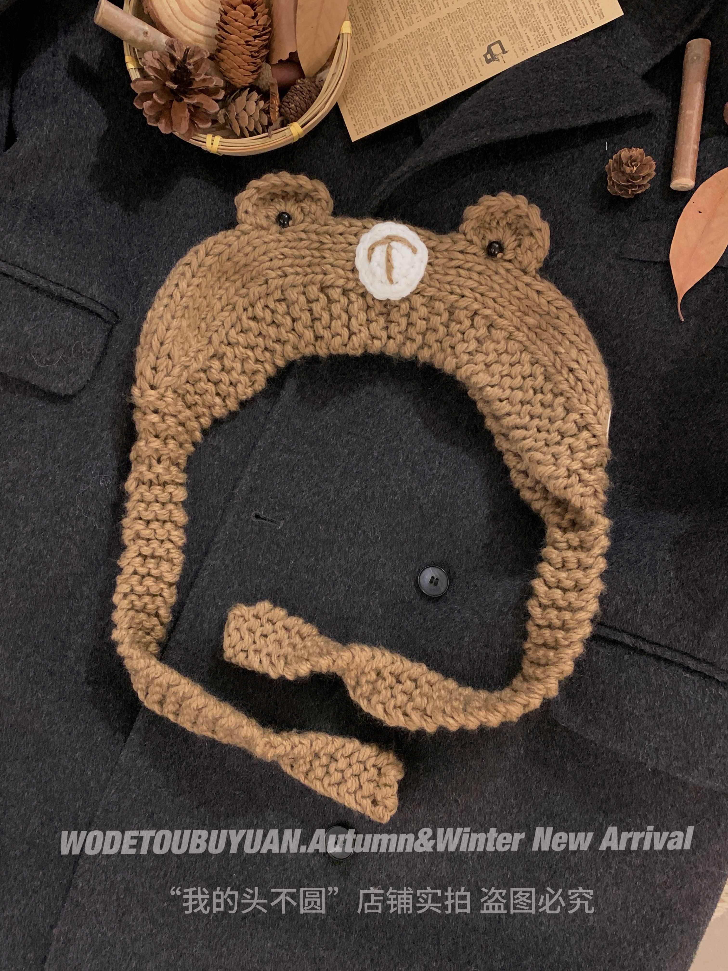 Cute Cartoon Bear Ear Hat - Knitted Winter Warmth for Head Protection - Adorable Cozy Accessory for Cold Weather