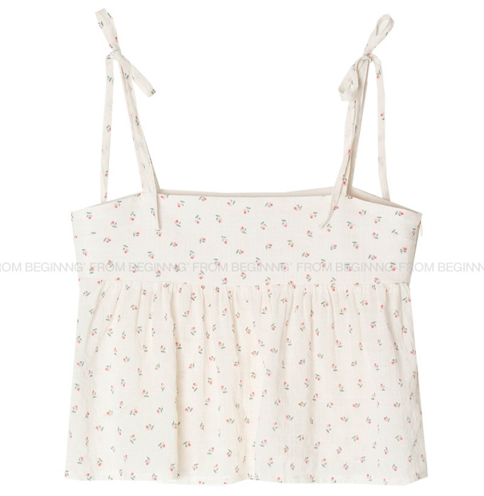 Cute Cherry Pattern Camisole with Strap Design - Fitted Corset Style, Korean Fashion, Y2K Inspired Top