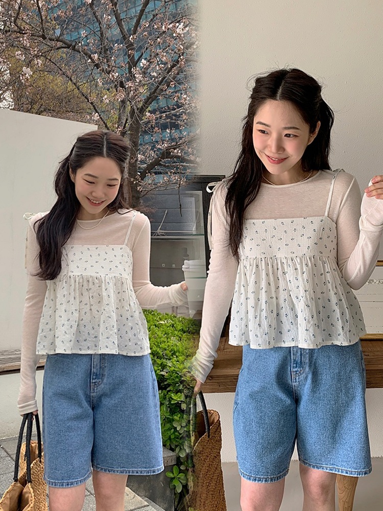 Cute Cherry Pattern Camisole with Strap Design - Fitted Corset Style, Korean Fashion, Y2K Inspired Top