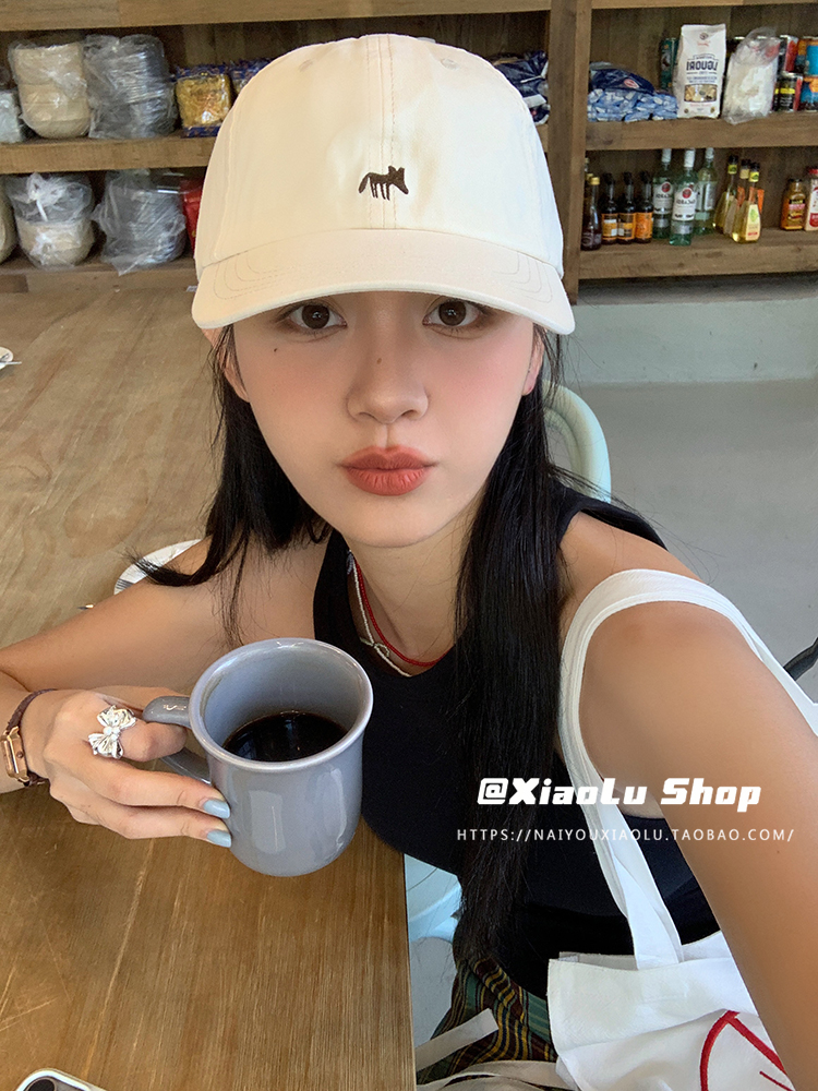 Cute Fox Embroidered Wide Brim Baseball Cap - Versatile Cotton Headband for Daily Wear, Flattering Face Shape Accessory