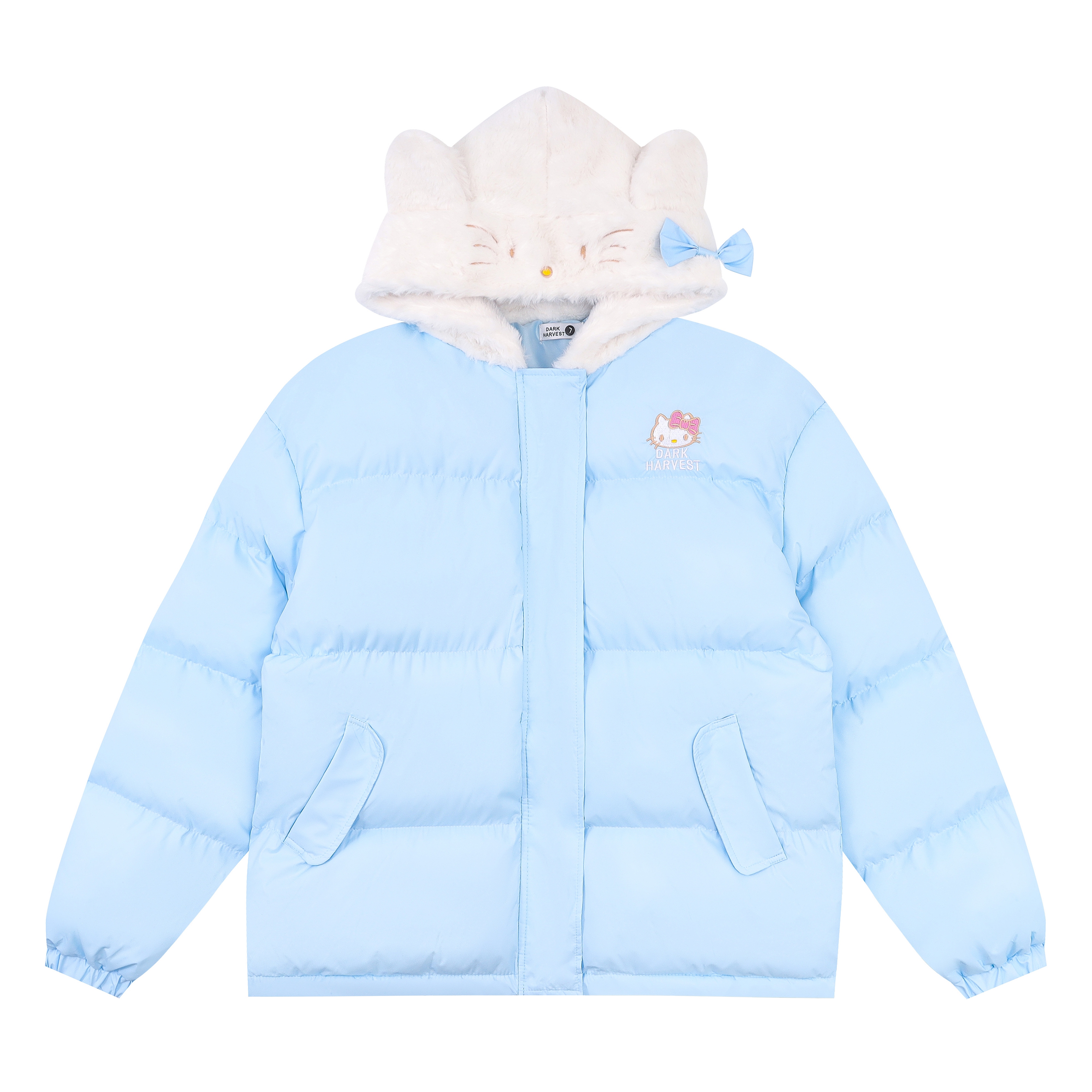 Cute Kitty Cat Padded Jacket with Spliced Hat - Soft, Warm Thick Winter Coat for Women - Perfect for Y2K and Casual Style