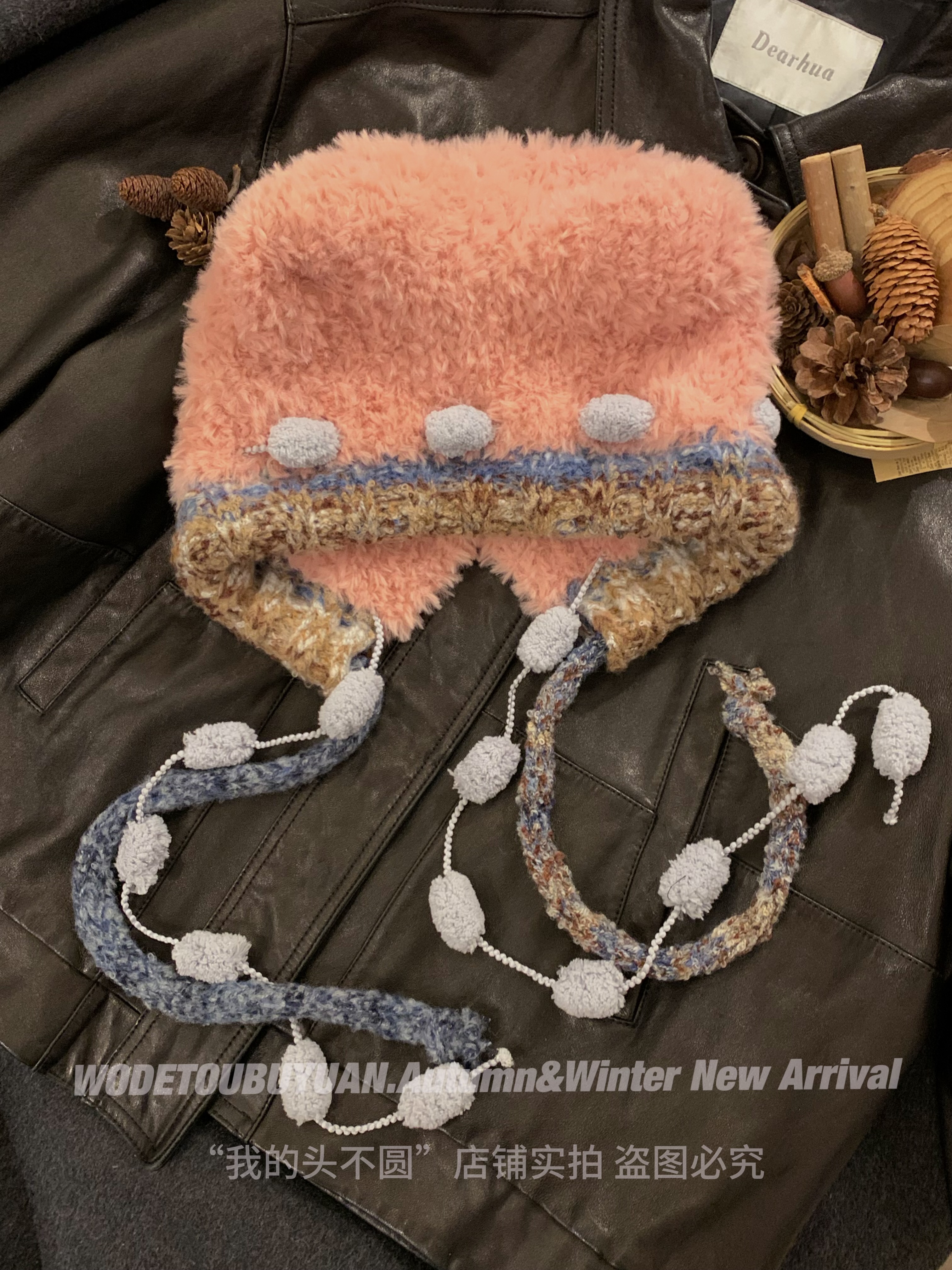 Cute Knitted Bear Plush Hat for Women - Colorful Tie Warm Lei Feng Style - Adorable Winter Accessory Cute Knitted Bear Plush Hat for Women - Colorful Tie Warm Lei Feng Style - Adorable Winter Accessory