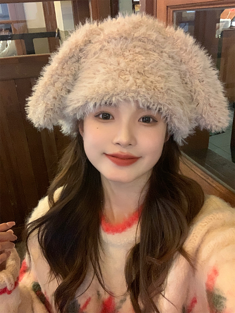 Cute Plush Bear Ear Hat for Women - Warm Big Head Lei Feng Style for Autumn & Winter, Adorable Cozy Accessory Cute Plush Bear Ear Hat for Women - Warm Big Head Lei Feng Style for Autumn & Winter, Adorable Cozy Accessory
