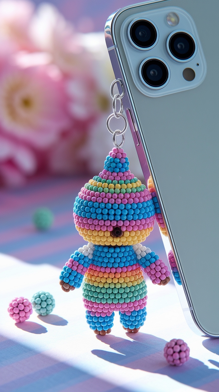Cute Beaded Phone Charm: Trendy Accessory for All Ages outfit idea