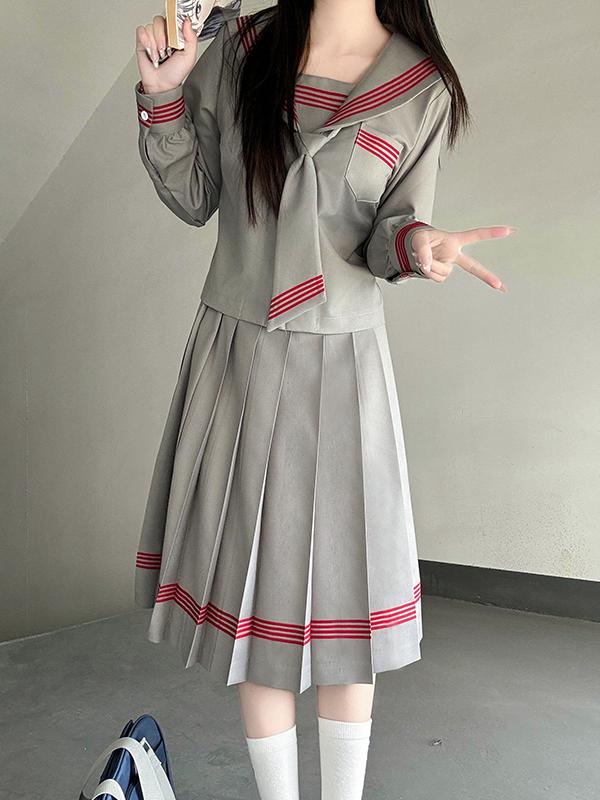 Dark Blue Three-Piece Japanese Style JK Uniform Set for Women | Long Sleeve Pudding Bear Design | Spring Fashion 2025 Dark Blue Three-Piece Japanese Style JK Uniform Set for Women | Long Sleeve Pudding Bear Design | Spring Fashion 2025