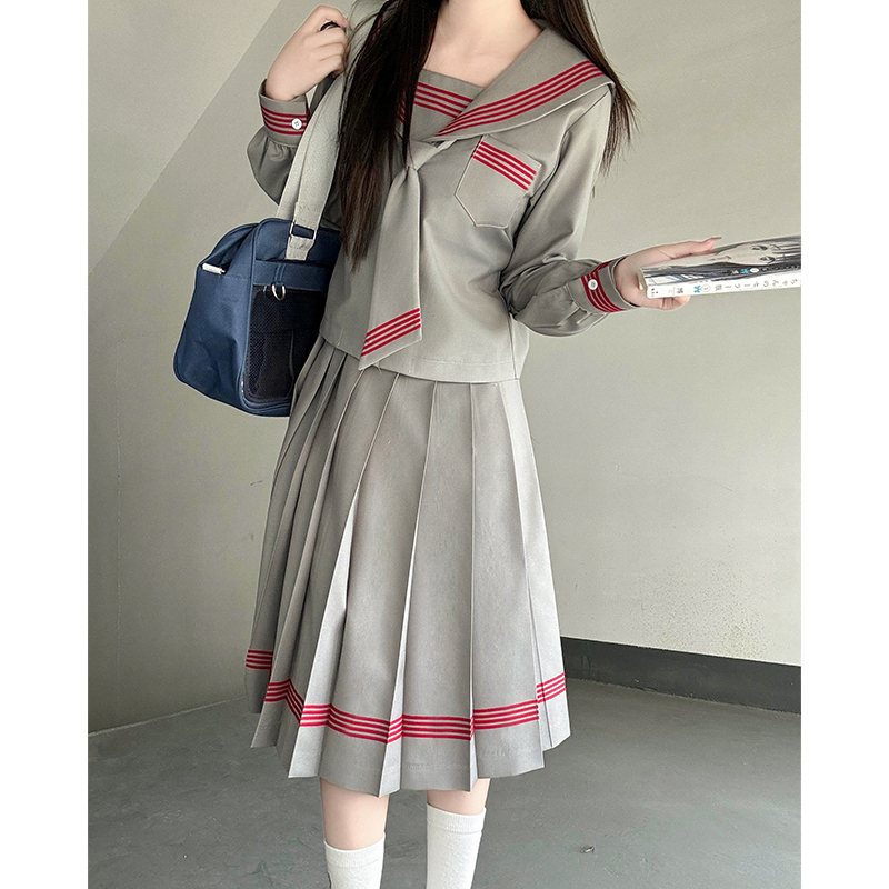 Dark Blue Three-Piece Japanese Style JK Uniform Set for Women | Long Sleeve Pudding Bear Design | Spring Fashion 2025 Dark Blue Three-Piece Japanese Style JK Uniform Set for Women | Long Sleeve Pudding Bear Design | Spring Fashion 2025