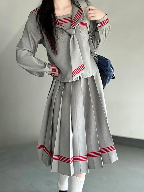 Dark Blue Three-Piece Japanese Style JK Uniform Set for Women | Long Sleeve Pudding Bear Design | Spring Fashion 2025 Dark Blue Three-Piece Japanese Style JK Uniform Set for Women | Long Sleeve Pudding Bear Design | Spring Fashion 2025