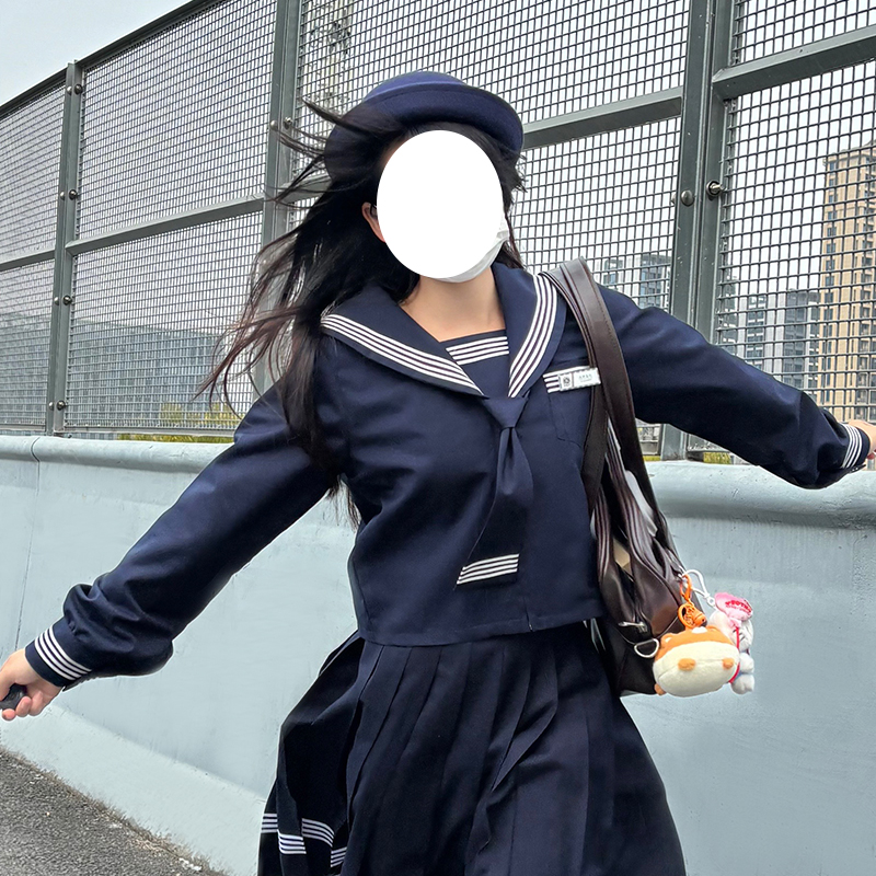 Dark Blue Three-Piece Japanese Style JK Uniform Set for Women | Long Sleeve Pudding Bear Design | Spring Fashion 2025 Dark Blue Three-Piece Japanese Style JK Uniform Set for Women | Long Sleeve Pudding Bear Design | Spring Fashion 2025