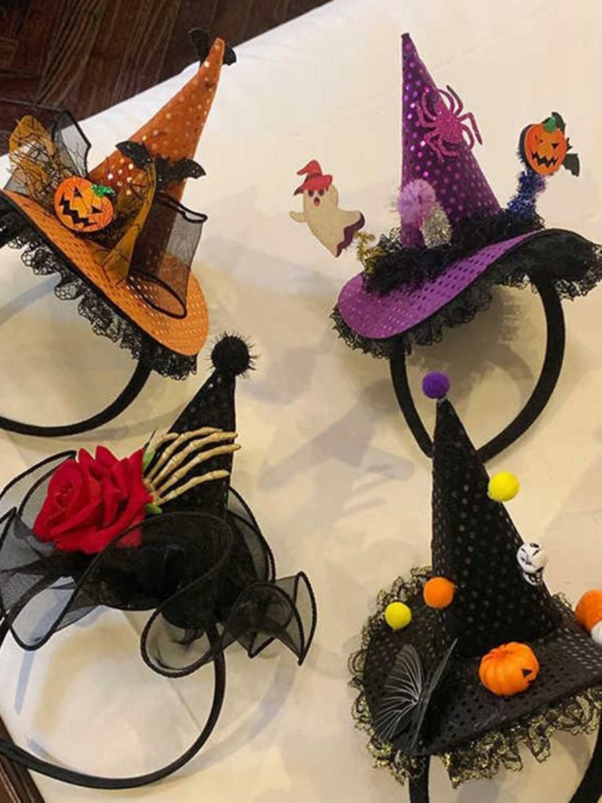 Dark Lolita Witch Hat Headband with Pumpkin and Ghost Accents - Halloween Hairpin Accessory for Spooky Style Dark Lolita Witch Hat Headband with Pumpkin and Ghost Accents - Halloween Hairpin Accessory for Spooky Style