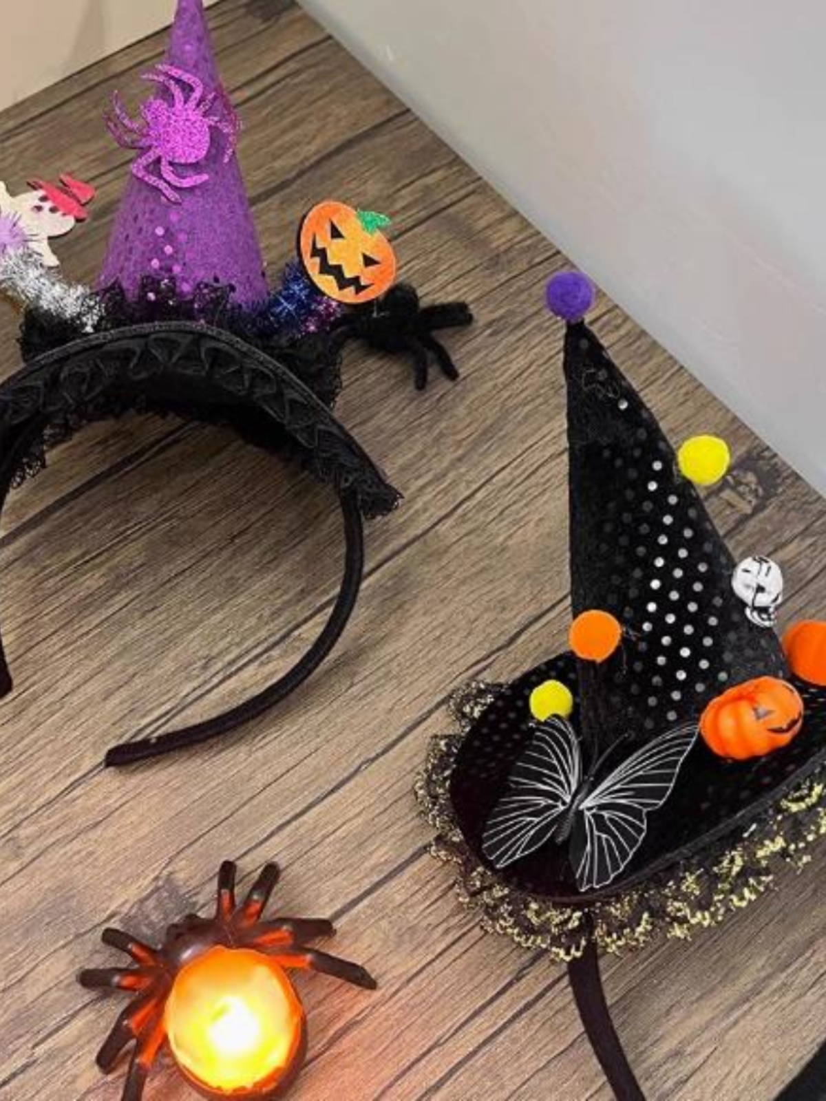 Dark Lolita Witch Hat Headband with Pumpkin and Ghost Accents - Halloween Hairpin Accessory for Spooky Style Dark Lolita Witch Hat Headband with Pumpkin and Ghost Accents - Halloween Hairpin Accessory for Spooky Style