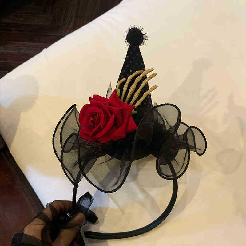 Dark Lolita Witch Hat Headband with Pumpkin and Ghost Accents - Halloween Hairpin Accessory for Spooky Style Dark Lolita Witch Hat Headband with Pumpkin and Ghost Accents - Halloween Hairpin Accessory for Spooky Style