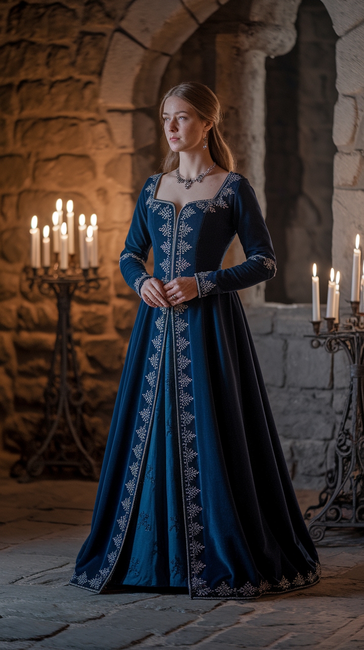 Dark Blue Medieval Dress: A Timeless Fashion Statement outfit idea